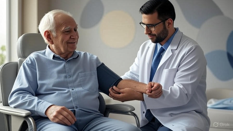 Mesure médicale de la tension artérielle par un professionnel de santé Médecin utilisant un tensiomètre pour mesurer la tension artérielle d’un patient