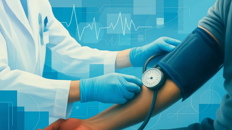 Personne utilisant un tensiomètre pour mesurer sa tension artérielle